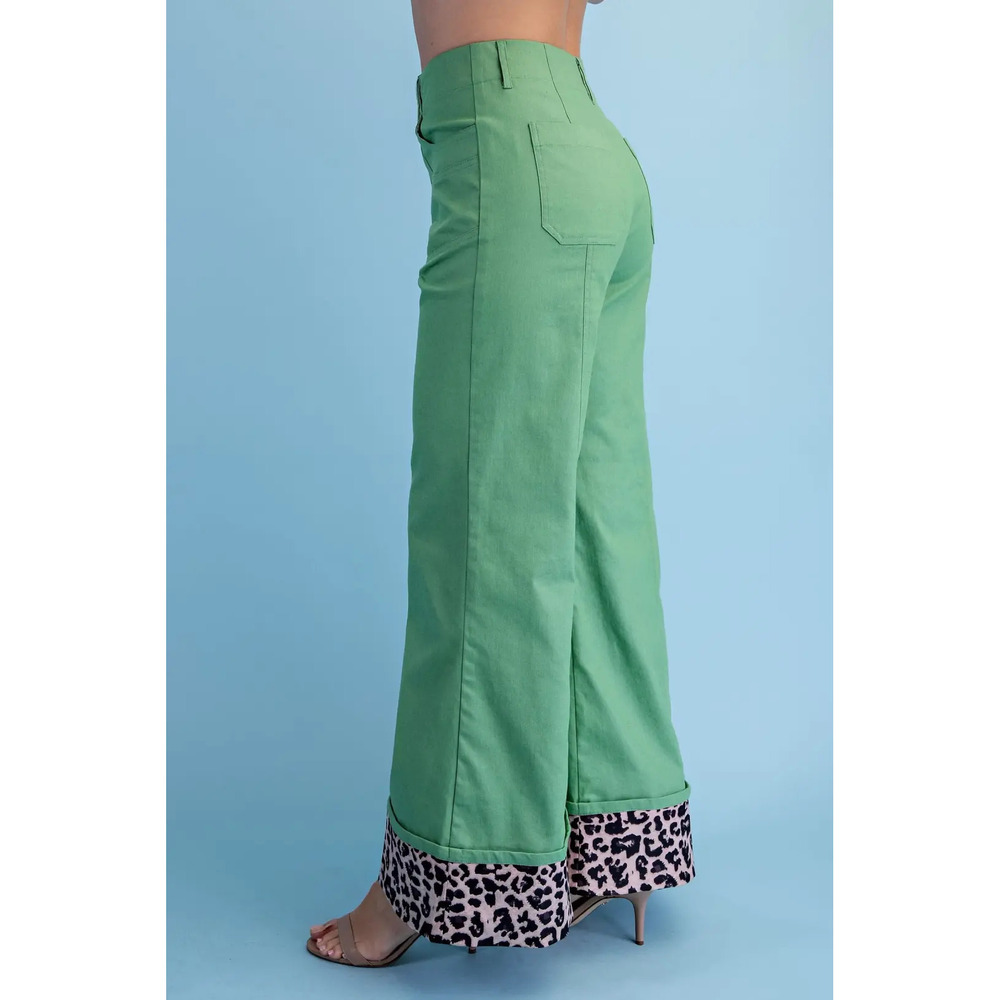 TE2041 APGRN Gigio Leopard Cuffed Flare Pants Various Sizes - Picture 4 of 5